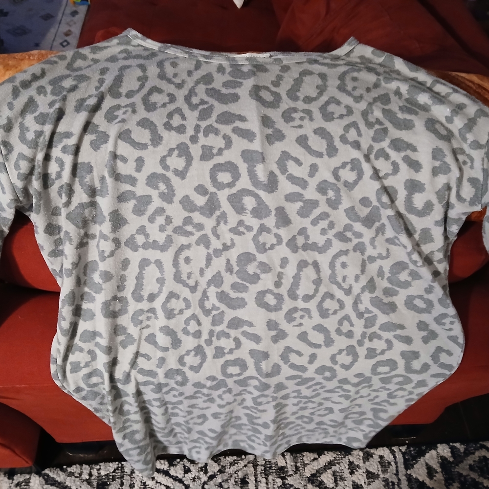 Gray Leopard Print Women's Top